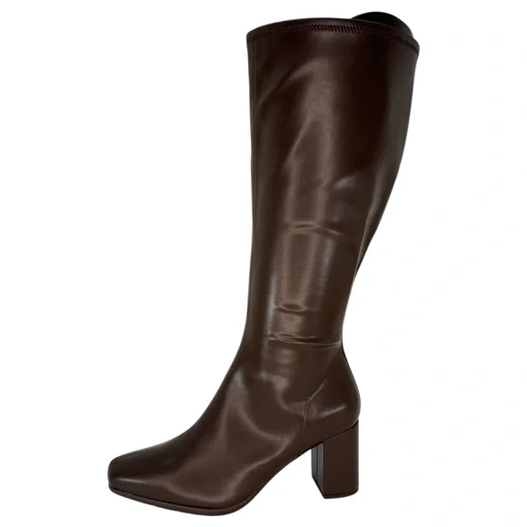 Aerosoles Micah Brown Faux Stretch Leather Knee High Womens Boots Size 9.5W - Picture 3 of 12